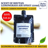Biobhutan Lemongrass Scent Air Spray Refill Pack 120mL Economical Green Product of Bhutan