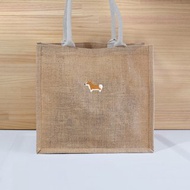 【Q-cute】袋子系列-黃麻袋A4-柴犬、哈士奇、柯基-加字/客製化