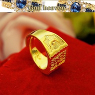 Factory direct sales yellow 916 gold jewelry thick 916 gold generous ring wholesale men's fortune ri