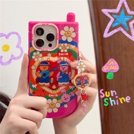 Wiggle Bear Rabbit Love Mirror Holder for iPhone 15 13 16 14 PRO MAX case Apple 16 Phone case 15ProM