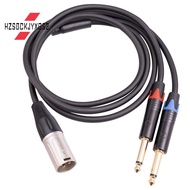 Dual 6.35mm 1/4 In to XLR Male Y Splitter Cable,3Pin XLR Male to Dual 6.35mm Plug Audio Microphone C