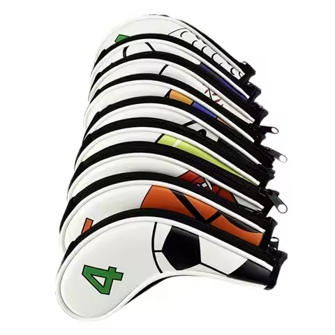 9Pcs/Pack Zipper Golf Iron Covers Set Waterproof Golf Club Irons Head Cover Golf Putter Protect Slee