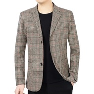 Blazer Kotak-kotak Lelaki Sut Kasual Perniagaan Jaket Blazer Rekaan Korea Lelaki Kot Blazer Slim Fit