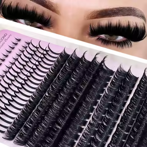 HBZGTLAD 60D-300D Bottom&Spiky Lashes Clusters Volume Individual Lashes Cluster Extensions Spikes La