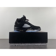 Air Jordan 5 Retro OG 'Metallic Black'/Fire Red Silver 845035-003 Kasut Sukan Bola Keranjang