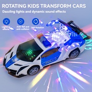 Toy Car Police Car Vehicle with LED Light Music Deformation Rotating Car Educational Toy Gifts