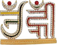 Relicon Jainism Religious Symbol Jain Om And Hreem Idol (Design-104) Color Metal Statue For Car Dash