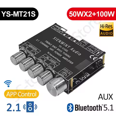 2023 HiFi Audio Amplifier Bluetooth 5.1 5.0 2.1 Channel Subwoofer Amplifier Board 50Wx2+100W AMP Mod