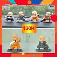 Set of Statues of 4 Little Swords Dancing Monks for Car Decoration, Car Decoration, Desk, Living Roo