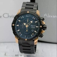 Jam tangan pria Alexandre Christie AC 6410 rantai black rose gold Ori
