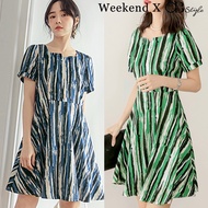 SG LOCAL WEEKEND X OB DESIGN CASUAL WORK WOMEN CLOTHES CONTRAST COLOR PRINTED PUFF SLEEVE DRESS S-XXXL SIZE PLUS SIZE
