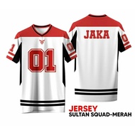 MERAH Red jaka jersey sultan squad children & adults full printing sultan squad top t-shirt
