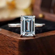 [ 3.5 ct Lab Carbond Diamond Graft2 ]- Real Photo Silver Platinum Ring/ Ring For Women Emerald Cut
