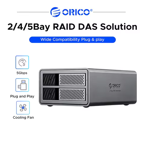 ORICO 2/4/5 Bay 3.5 Inch Aluminum Hard Drive Dock 5Gbps with RAID 150W DAS Power Build-in Cooling Fa