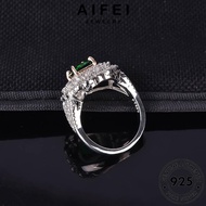 AIFEI JEWELRY 純銀戒指 Perak 925 Perempuan Emerald Korean Adjustable Women Ring Creative Cincin Original Sterling Square For Accessories Silver R1318