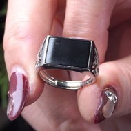 墨翠翡翠馬鞍戒指 925純銀鑲嵌  | 天然緬甸玉A貨翡翠 | 送禮