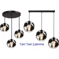3Head Pendant Earth Globe Industrial Black