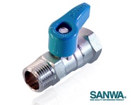 Sanwa มินิบอลวาล์ว บอลวาล์วทอเหลือง  ผผผมมม ผผผผมผ  1/2" (มีจำหน่ายแบบกล่อง 20 ตัว)