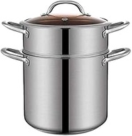 RFSTGYU Stainless Steel Cookware Steamer, Thick Stainless Steel Steamer Large-Capacity Multi-Function Soup Pot, Sturdy Steel Handle (Size : 26CM)