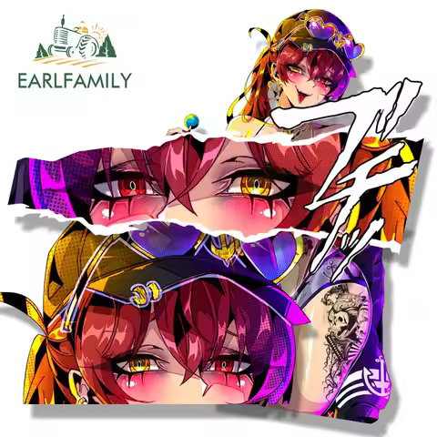 EARLFAMILY Gyaru Houshou Marine Vtuber Car Sticker Hololive Sketch Waifu Fanart Decal Cartoon Girl P