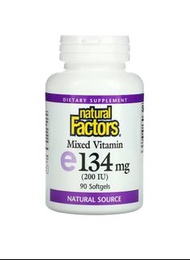 Natural Factors Mixed Vitamin E, 134mg (200IU), 90 Softgels (EXP: DE2025)