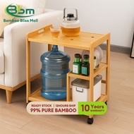 BBM Bamboo Storage Rack Kitchen Rack With Wheel Storage Trolley Moving Rack Rak Rack Shelf 置物架