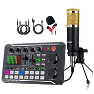 (KUEV) Portable Sound Card Kit PC Microphone Set Accessories Condenser Microphone Set Live Sound Card F998 BM800 Set