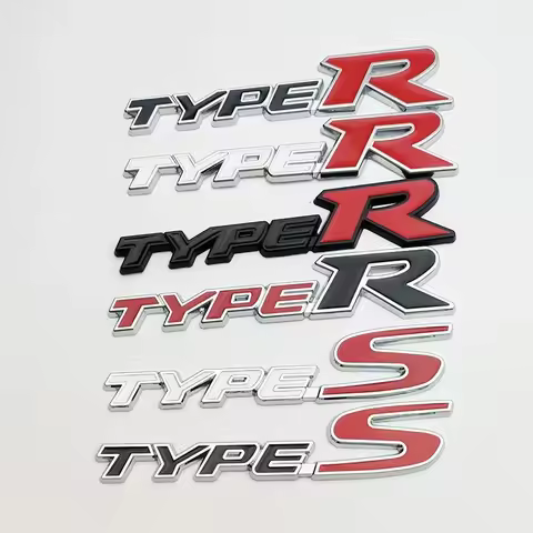3D Metal Type-S Type-R Car Rear Trunk Emblem Badge Sticker For TYPE R Car Styling Accessories