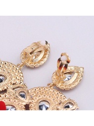 Jhumka吊燈水滴淺口耳環22k鍍金閃爍花朵設計鑲嵌水鑽，可選您喜歡的顏色派對飾品