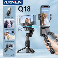 AXNEN Q18 手機穩定器雲台，360°自動旋轉桌面跟隨雲台，附補光燈遙控器，適用於 iPhone 和安卓手機