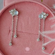 真正月光石吊墜耳環，925銀