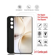 [2pcs High-Definition Tempered Glass Screen Protector + 1pc Black Phone Case], Compatible With Apsao