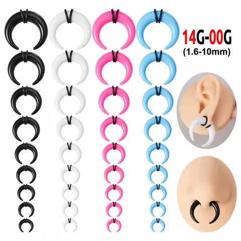 2pcs Big Size Buffalo Horn Nose Piercing Acrylic Septum Ring Ear Taper Gauge Stretcher Expander Tunn