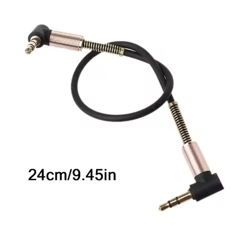24cm Dual 90 Degree Nylon 3.5 mm to 3.5mm Male Jack Audio Cable Car Aux Cord for Samsung Xiaomi MP3 