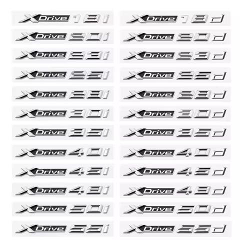 ABS Emblem for X1 X3 X5 X6 X7 Series 3D Letters XDrive 18d 20d 25d 18i 20i 48i 35d 45d Car Sticker T