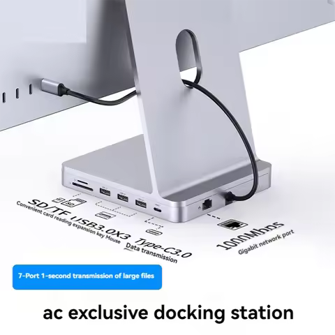 HOT!!USB C Hub 7in1 Docking Station Type-C to Gigabit Network Card 3-Port USB Card Reader for IMac 2