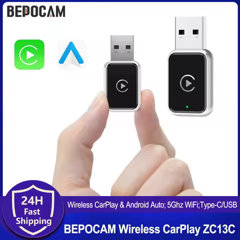BEPOCAM 2in1 Wireless CarPlay Mini Android Auto Box Plug & Play Automatic Connection Compatible with
