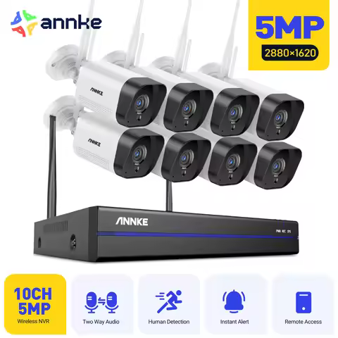 ANNKE 5MP WiFi CCTV System 16CH NVR Security Camera System Two Way Audio Outdoor Wireless IP Cameras