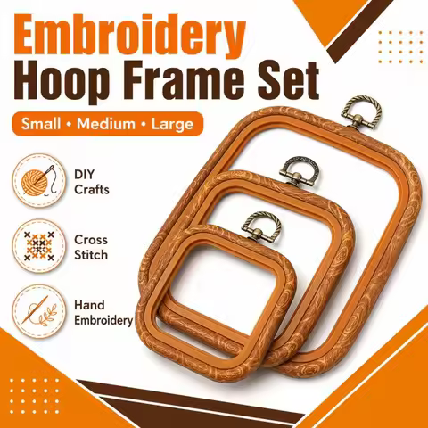1~3 Pcs Square Decorative Cross Stitch Frames of Different Sizes, Imitation Wood Embroidery Frames, 