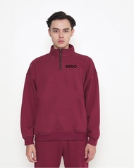 Sweater Halfzip Erigo Hitam Logo Teks Simple Kekinian Terbaru | Jaket Pria Murah | Sweater Crewneck 