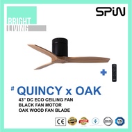 SPIN 43/52/60" Oak Timber Wood Series DC-Eco Ceiling Fan with 20W Dimmable LED Light Kit