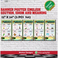 BANNER POSTER ENGLISH SECTION, IDIOM AND MEANING (5PCS SET)