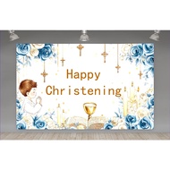 5x3ft Happy Christening Photography Backdrop Baby Shower Banner Holy Week Baptism Party Decoration P
