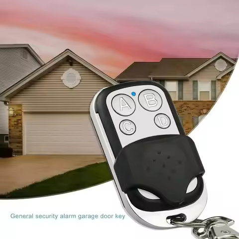 433MHz Garage Door Opener Remote Metal Push Button Remote Control Transmitter ABCD / Lock Unlock 4Bu