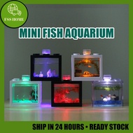 Bekas Ikan LagaTangki Kecil Aquarium Lego Tank Block Fish Tank LED Battery Powered Mini Waterproof L