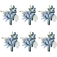 Set of 6 Dusty Blue Rose Boutonniere for Men Wedding Handmade Groom and Groomsmen Boutonniere Corsag