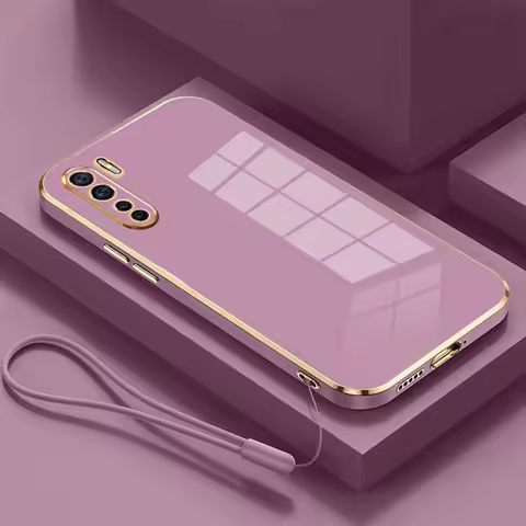 For OPPO A91 Case Oppo A91 Phone Case CPH2001 CPH2021 Luxury Square Plating ShockProof Silicone Back
