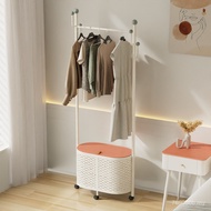 With Hanger Removable Cream Bedroom Household Wheel New Style Simple Basket Floor Coat Rack Can Stor