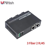 Upliftish 10/100M 3 Fiber 2 Rj45 Simplex Ethernet Switch Fiber Transceiver Single Mode 20KM Network 