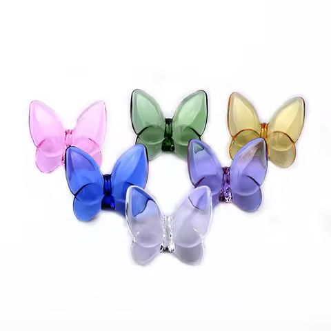 Glass Crystal Butterfly Wings Fluttering Lucky Butterfly Glints Vibrantly with Bright Color Ornament
